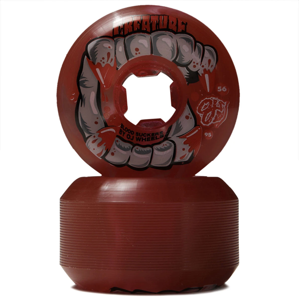 OJ DNA Curbsuckers Bloodsuckers 95a Skateboard Wheels - Red/Clear Swirl - 56mm 4 OJ DNA Curbsuckers Bloodsuckers 95a Skateboard Wheels - Red/Clear Swirl - 56mm - Image 2