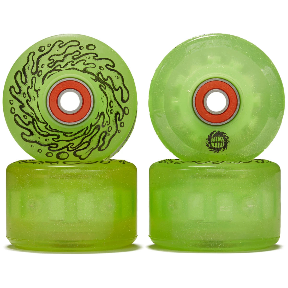 Slime Balls Light Ups OG Slime 78a Skateboard Wheels - Green Glitter - 60mm 4 Slime Balls Light Ups OG Slime 78a Skateboard Wheels - Green Glitter - 60mm - Image 2