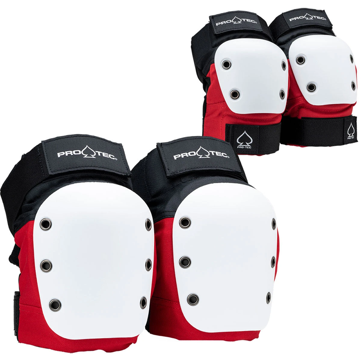 Pro-Tec Knee/Elbow Set Of Pads - Red/White 3 Pro-Tec Knee/Elbow Set Of Pads - Red/White