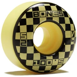 Bones 100s Block Party V4 Wide Skateboard Wheels - Yellow - 52mm