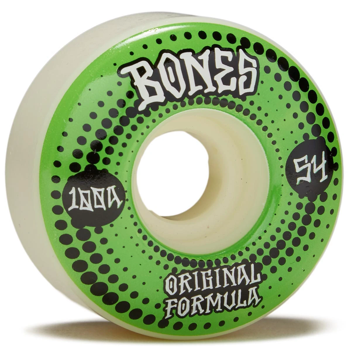 Bones 100s OG Formula Dots V4 Wide Skateboard Wheels - White - 54mm 3 Bones 100s OG Formula Dots V4 Wide Skateboard Wheels - White - 54mm