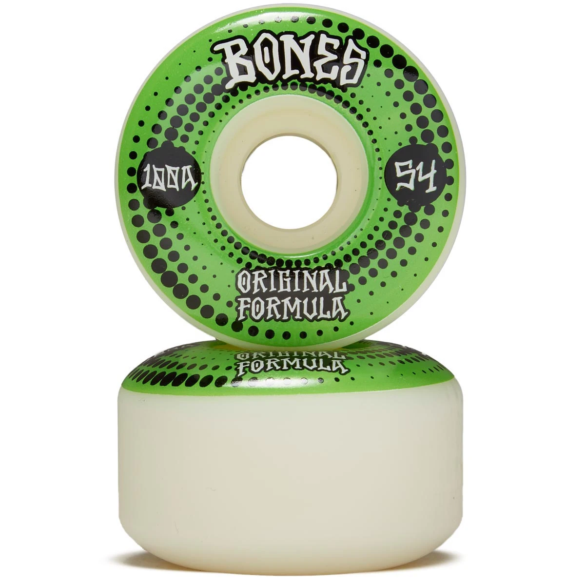 Bones 100s OG Formula Dots V4 Wide Skateboard Wheels - White - 54mm 4 Bones 100s OG Formula Dots V4 Wide Skateboard Wheels - White - 54mm - Image 2