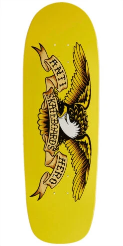 Anti-Hero Team Shaped Eagle Beach Bum Skateboard Deck - Yellow - 9.55"